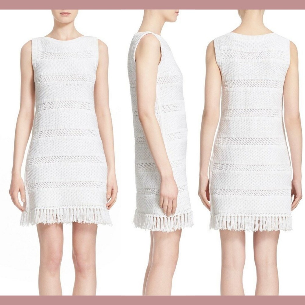 NWT $398‎ kate spade [ Small ] Breath of Air Fringe Knit Sheath Dress